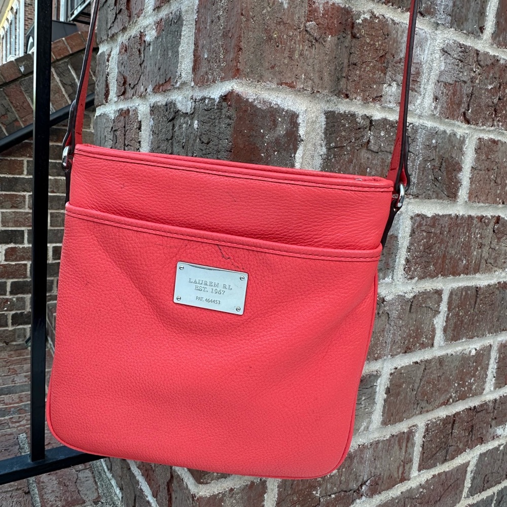 Ralph Lauren Coral Pebble Leather Crossbody Bag